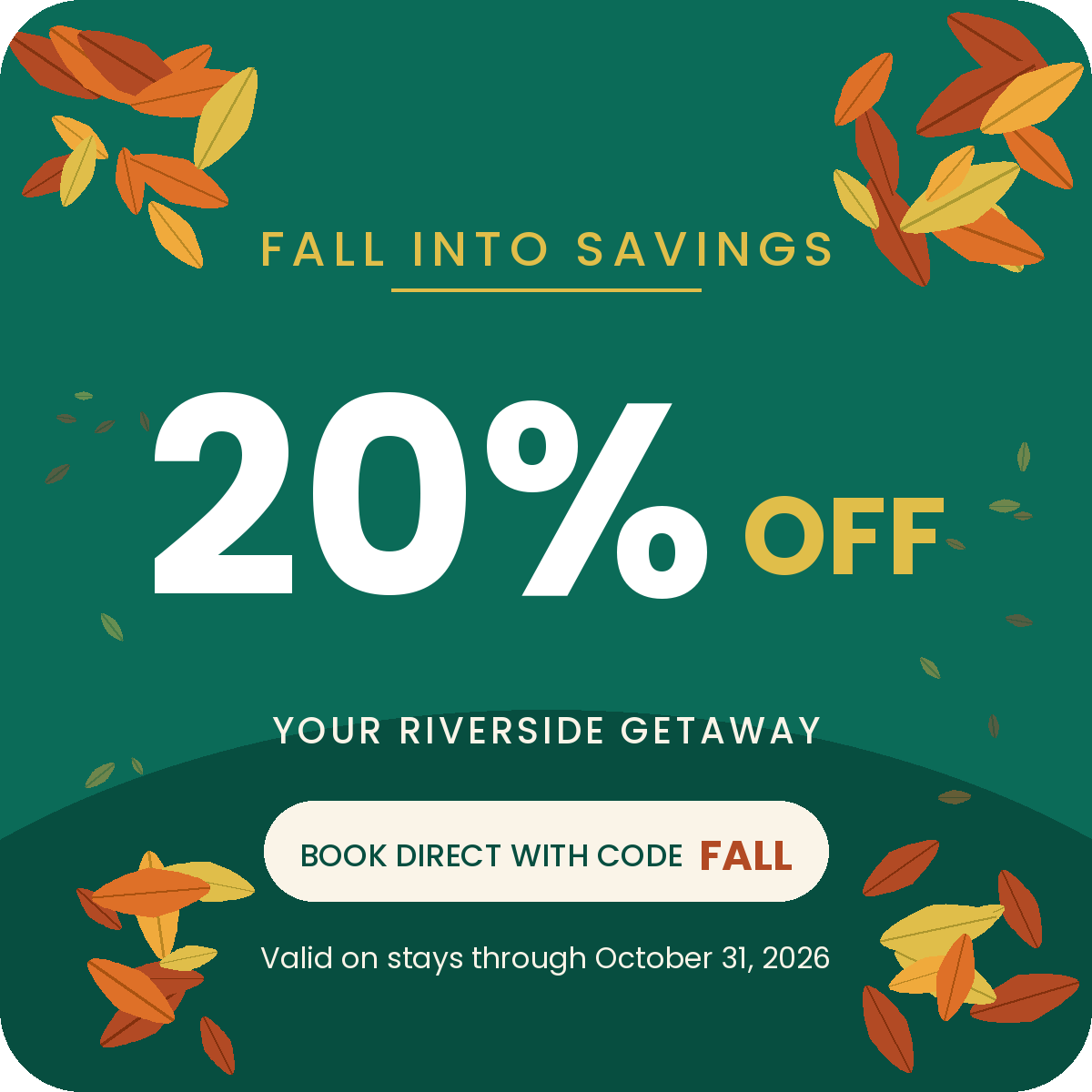 20% off fall stays at Creekstone Inn with code FALL